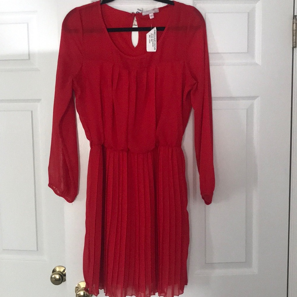 Pleated Red Dresss